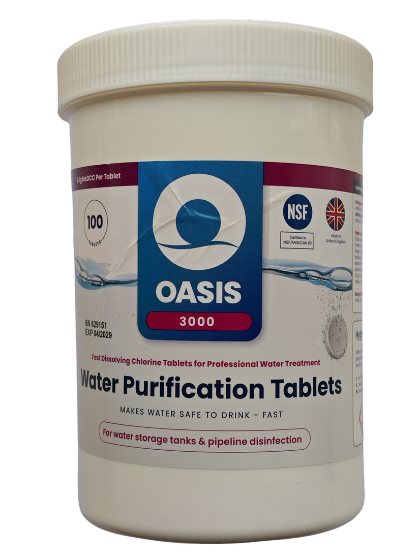 Таблетки для дезінфекції води Oasis 3000 (5,1 g NaDCC - 1 таблетка / 600 літрів)